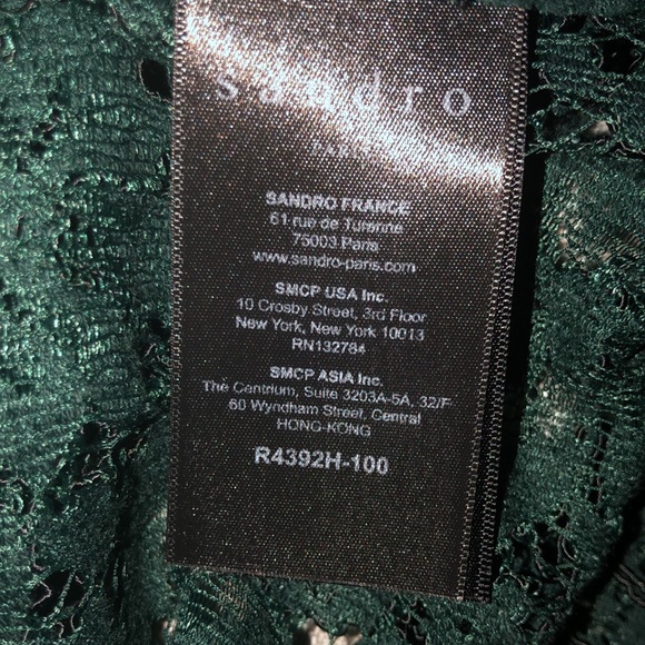 Sandro Paris lace Forest green dress sz 2 - Picture 5 of 9